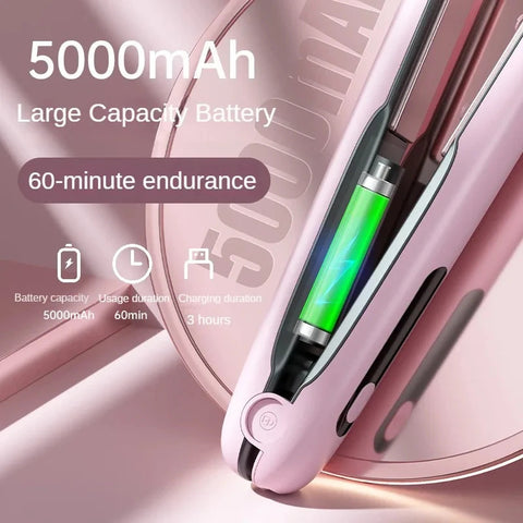 Angeluxe™ GlidePro Mini – Wireless 2-in-1 Hair Straightener & Curler✨