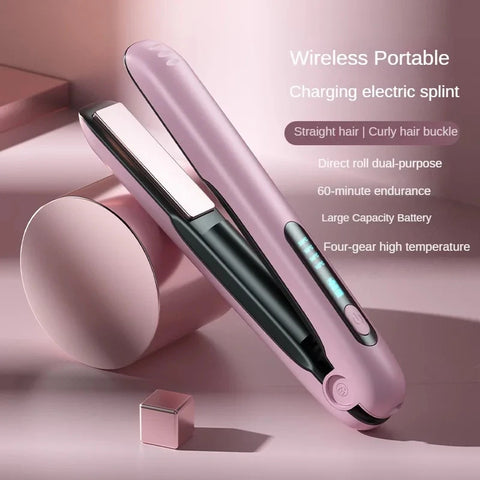 Angeluxe™ GlidePro Mini – Wireless 2-in-1 Hair Straightener & Curler✨