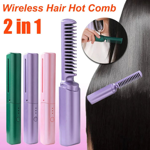 Angeluxe™ Ionic StylePro – Wireless Straightener & Curler Brush ✨